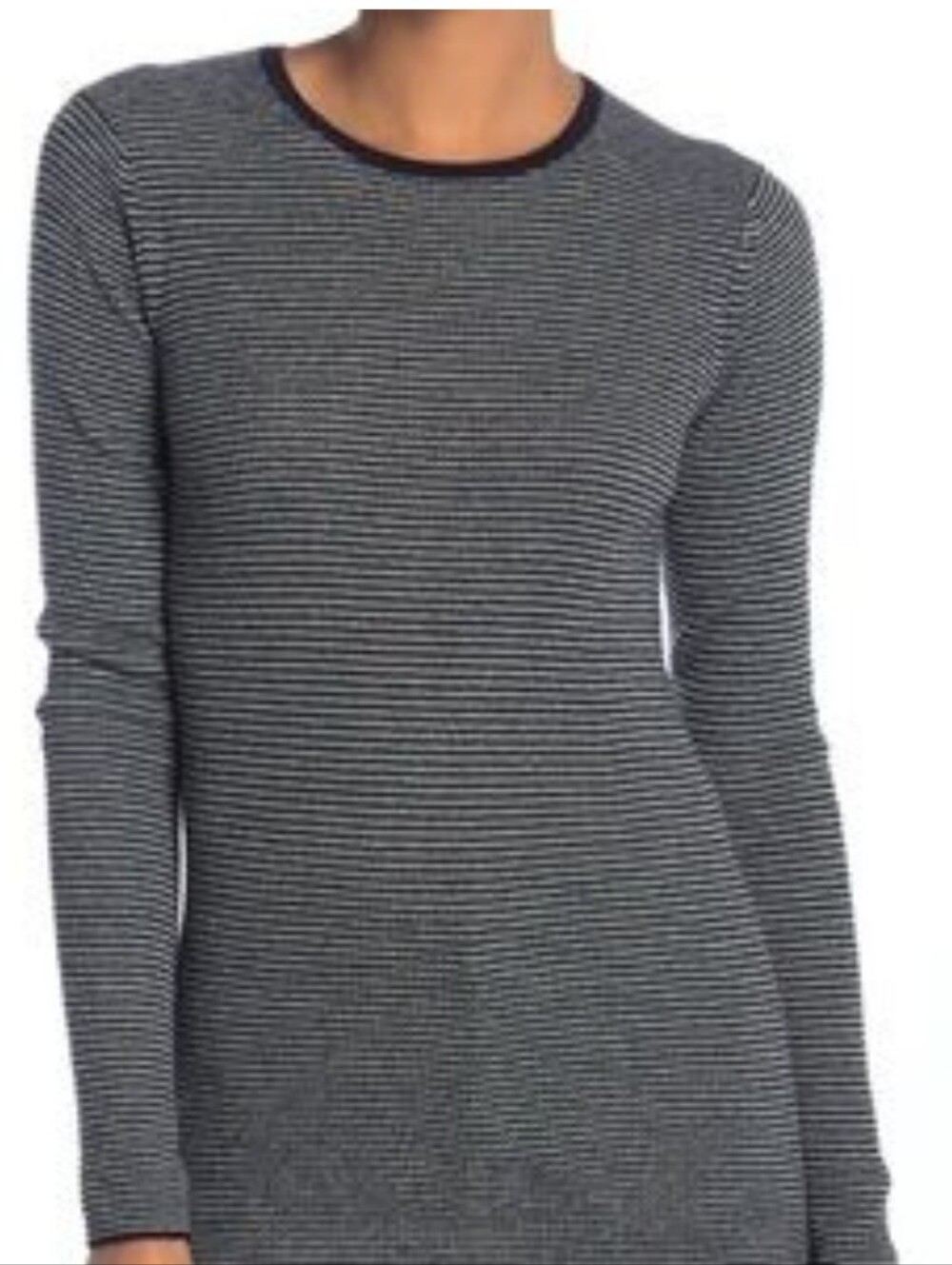 Vince Cashmere Navy and White Striped Knit Crewneck Size Medium